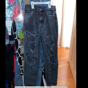 Destroyed mom jeans.